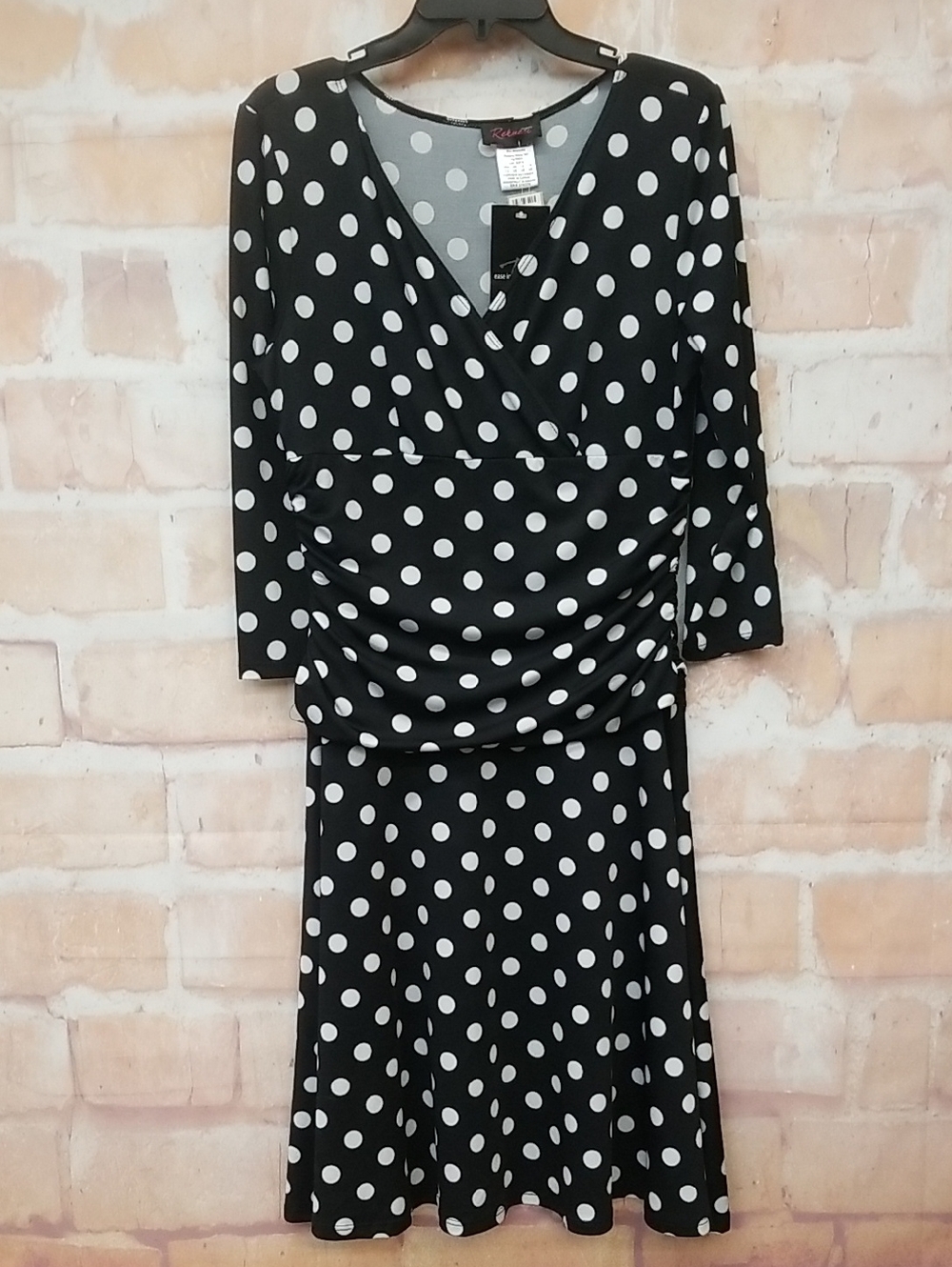 NWT Rekucci Black & White Polka Dot Dress Size 12